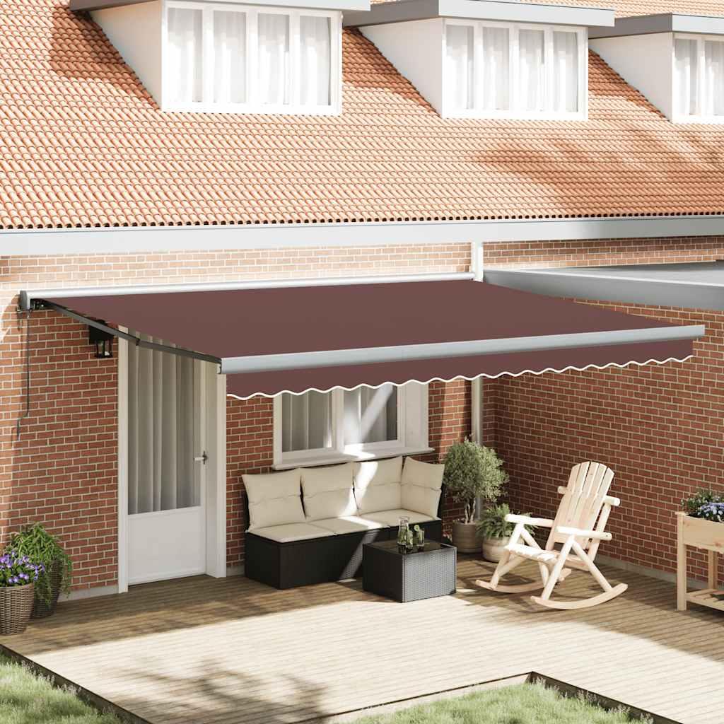 Toldo retráctil automático gris antracita y blanco 500x350 cm