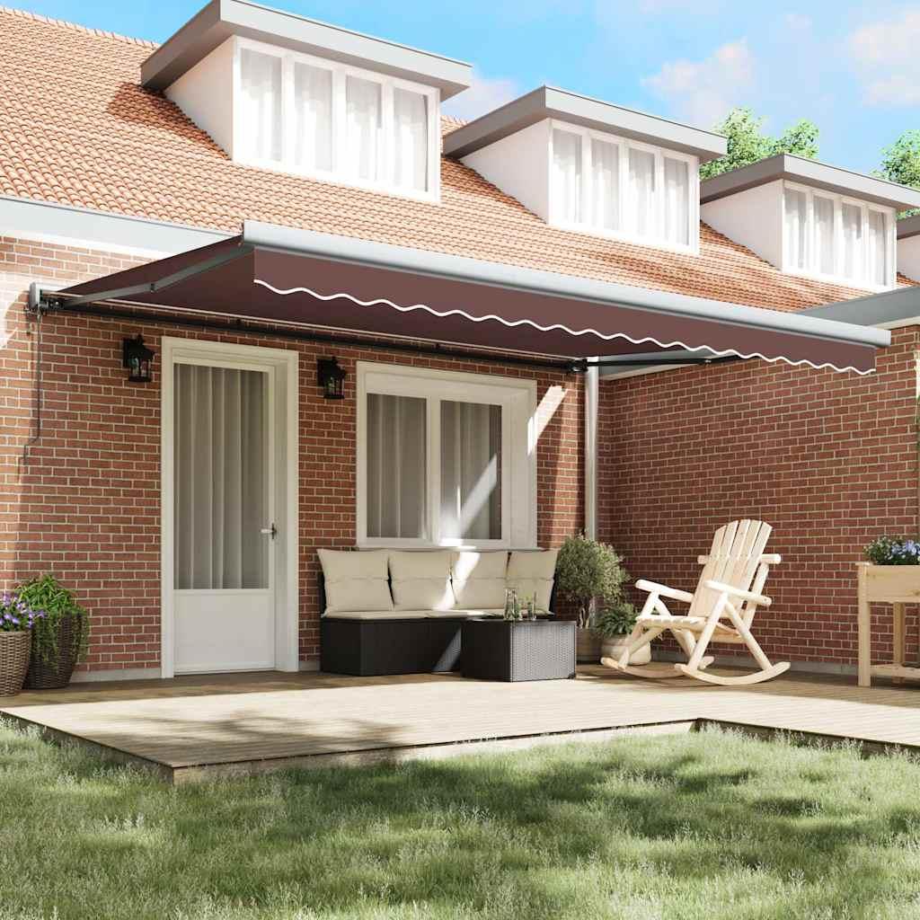 Toldo retráctil automático gris antracita y blanco 500x350 cm