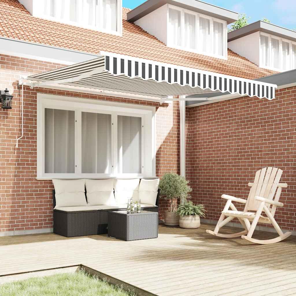 Toldo retráctil automático gris antracita y blanco 300x250 cm
