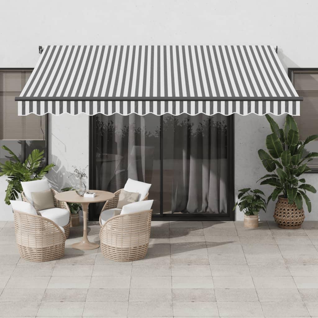 Toldo retráctil Gris claro y blanco. 400 x 350 cm Poliéster