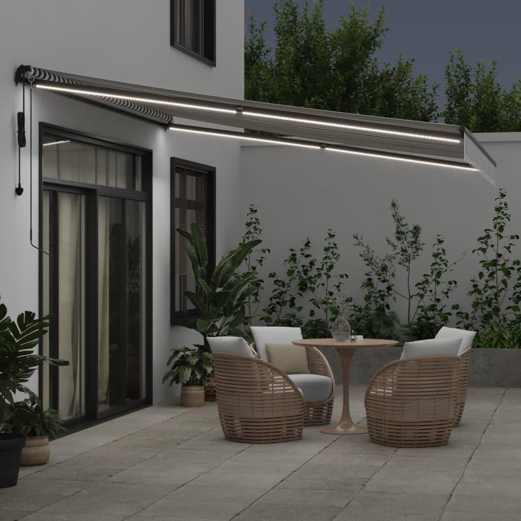 Toldo retráctil Gris claro y blanco. 400 x 350 cm Poliéster
