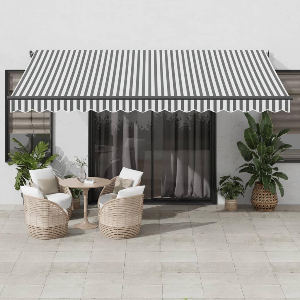 Toldo retráctil manual con luz LED amarillo y blanco 500x300 cm