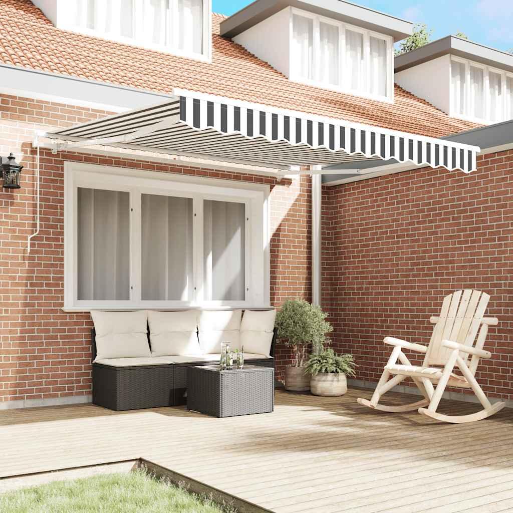 Toldo retráctil manual gris antracita y blanco 300x250 cm