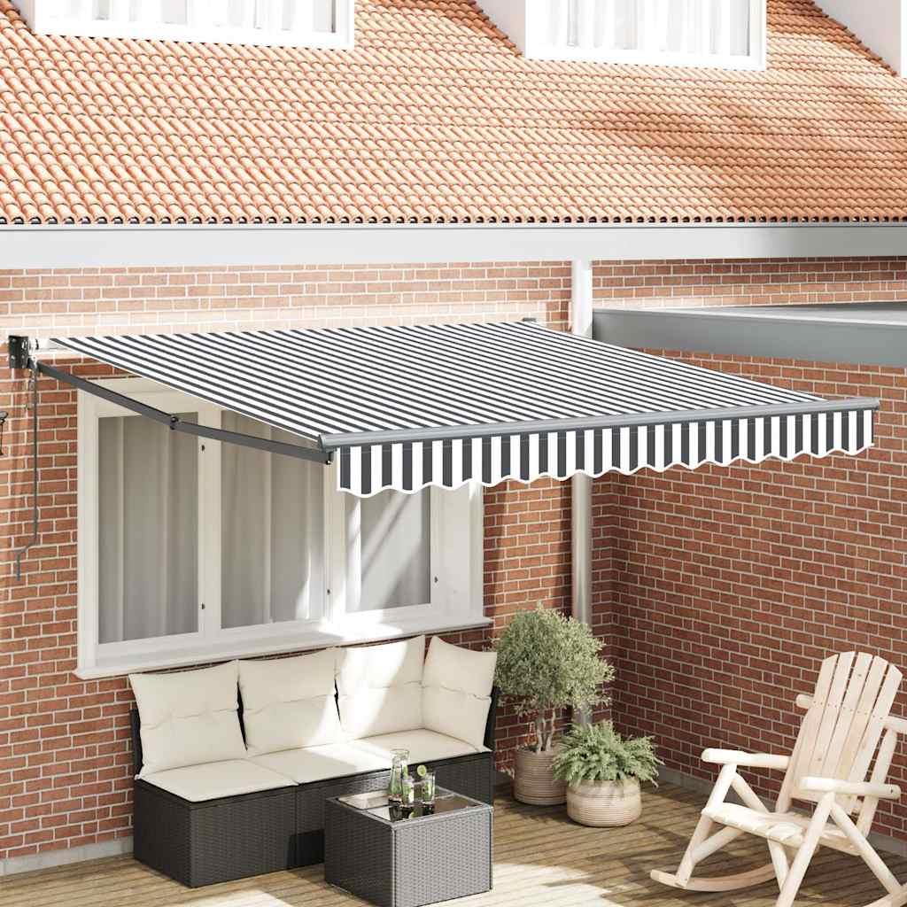 Toldo retráctil Amarillo y Blanco con Marco Antracita 4,5 x 3 m