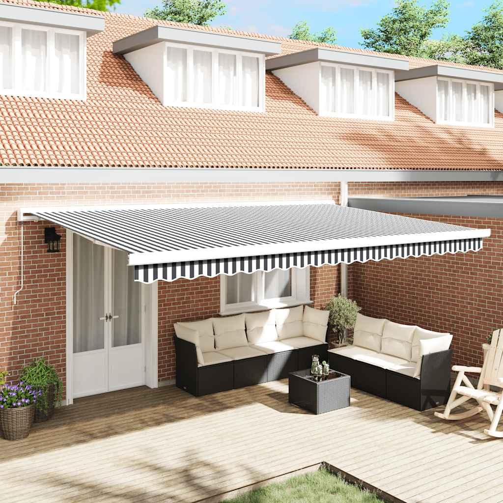 Toldo retráctil aluminio y tela gris antracita y blanco 3x2,5 m