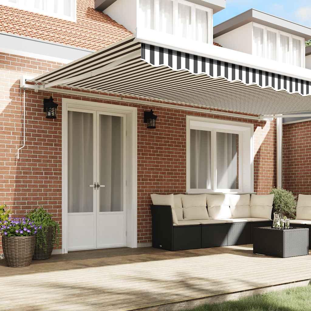 Toldo retráctil aluminio y tela gris antracita y blanco 3x2,5 m