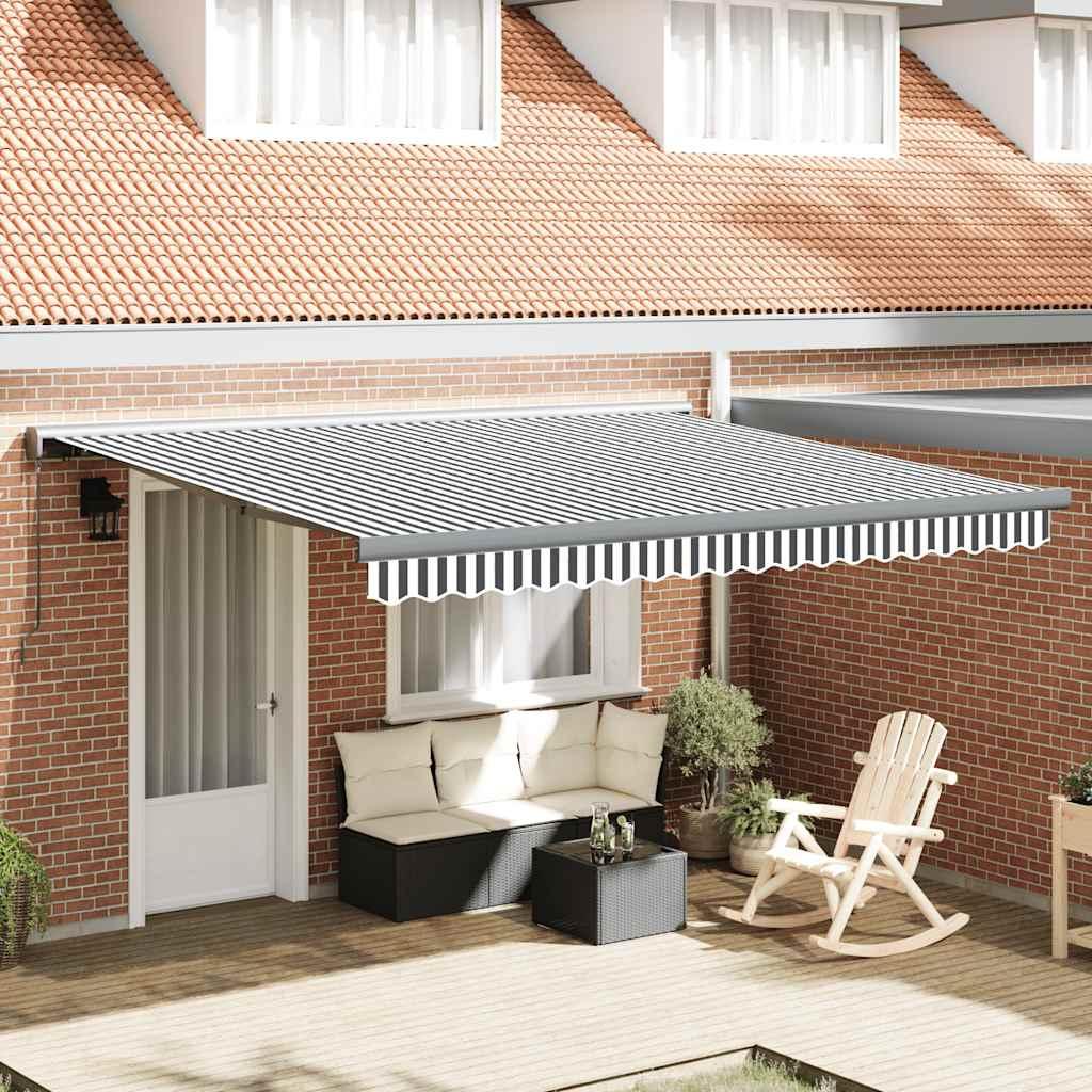 Toldo retráctil aluminio y tela gris antracita y blanco 3x2,5 m