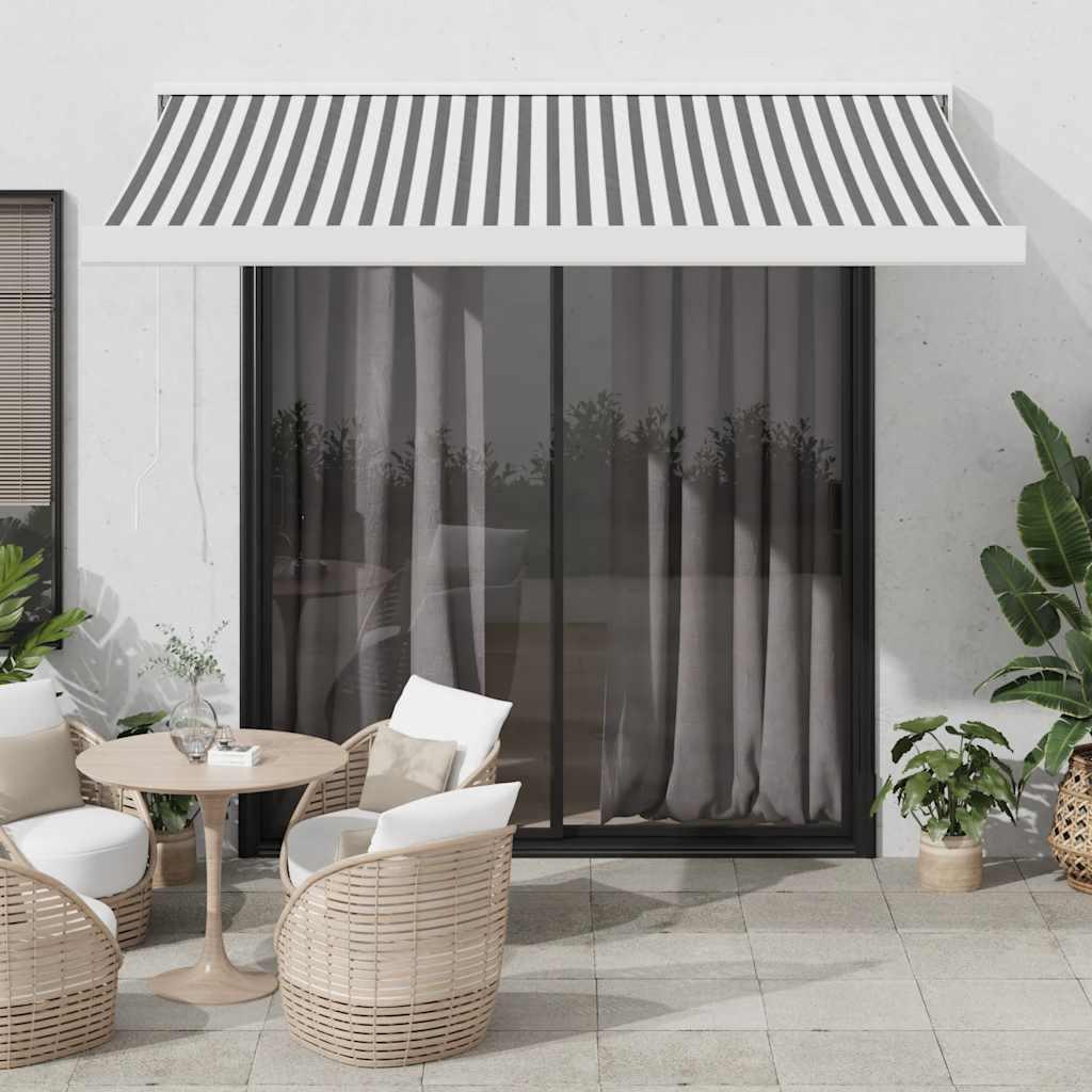 Toldo retráctil Verde y blanco 300 x 250 x 165 cm Tela y Metal