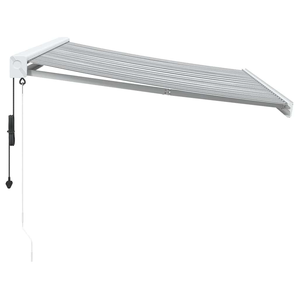 Toldo retráctil Verde y blanco 300 x 250 x 165 cm Tela y Metal