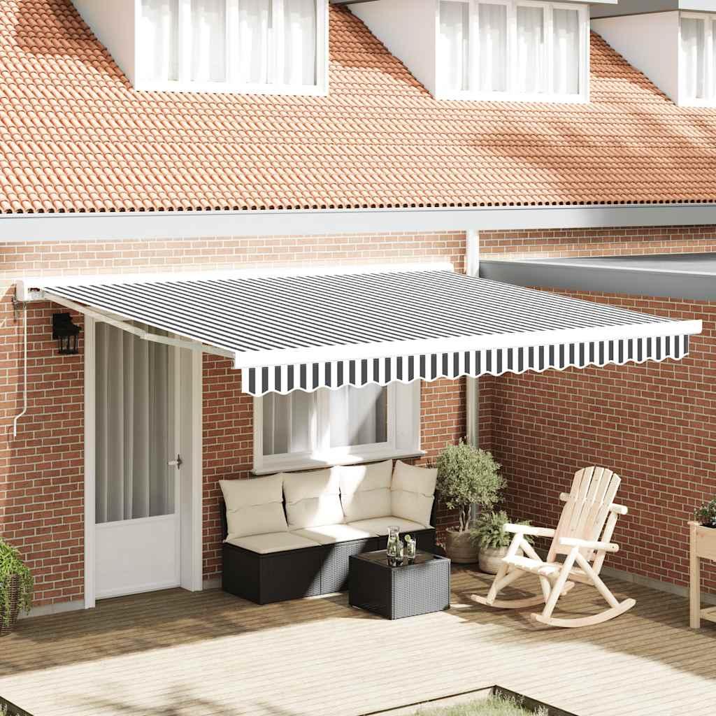 Toldo retráctil Verde y blanco 300 x 250 x 165 cm Tela y Metal