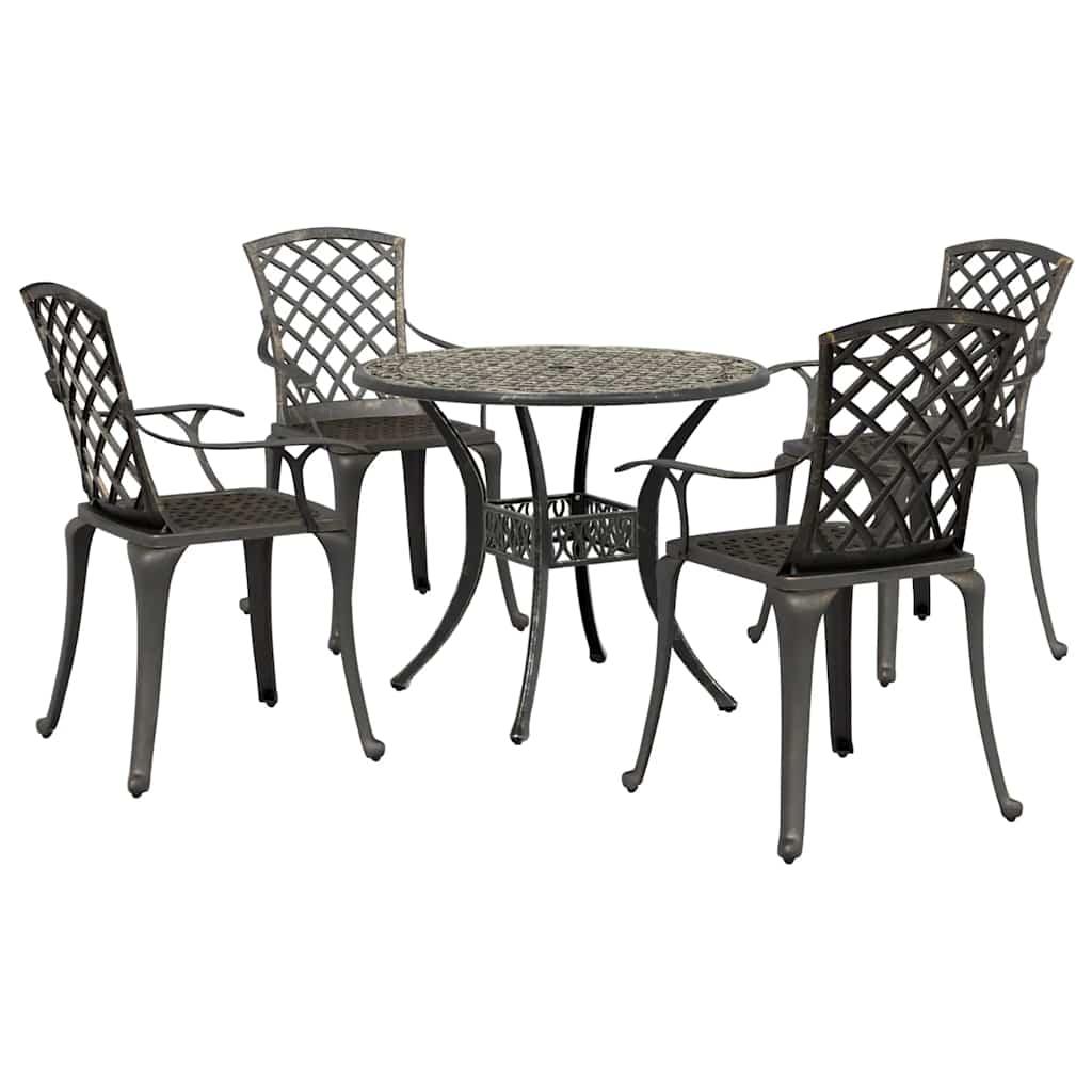 Juego de comedor de jardín 5 piezas aluminio fundido blanco