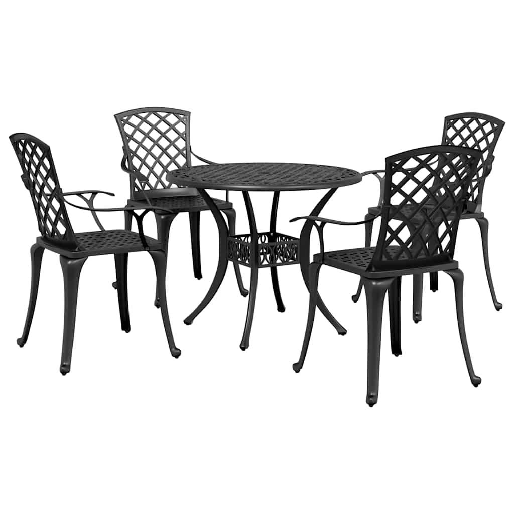 Juego de comedor de jardín 5 piezas aluminio fundido blanco