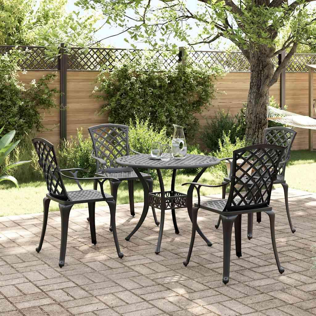 Juego de comedor de jardín 5 piezas aluminio fundido blanco