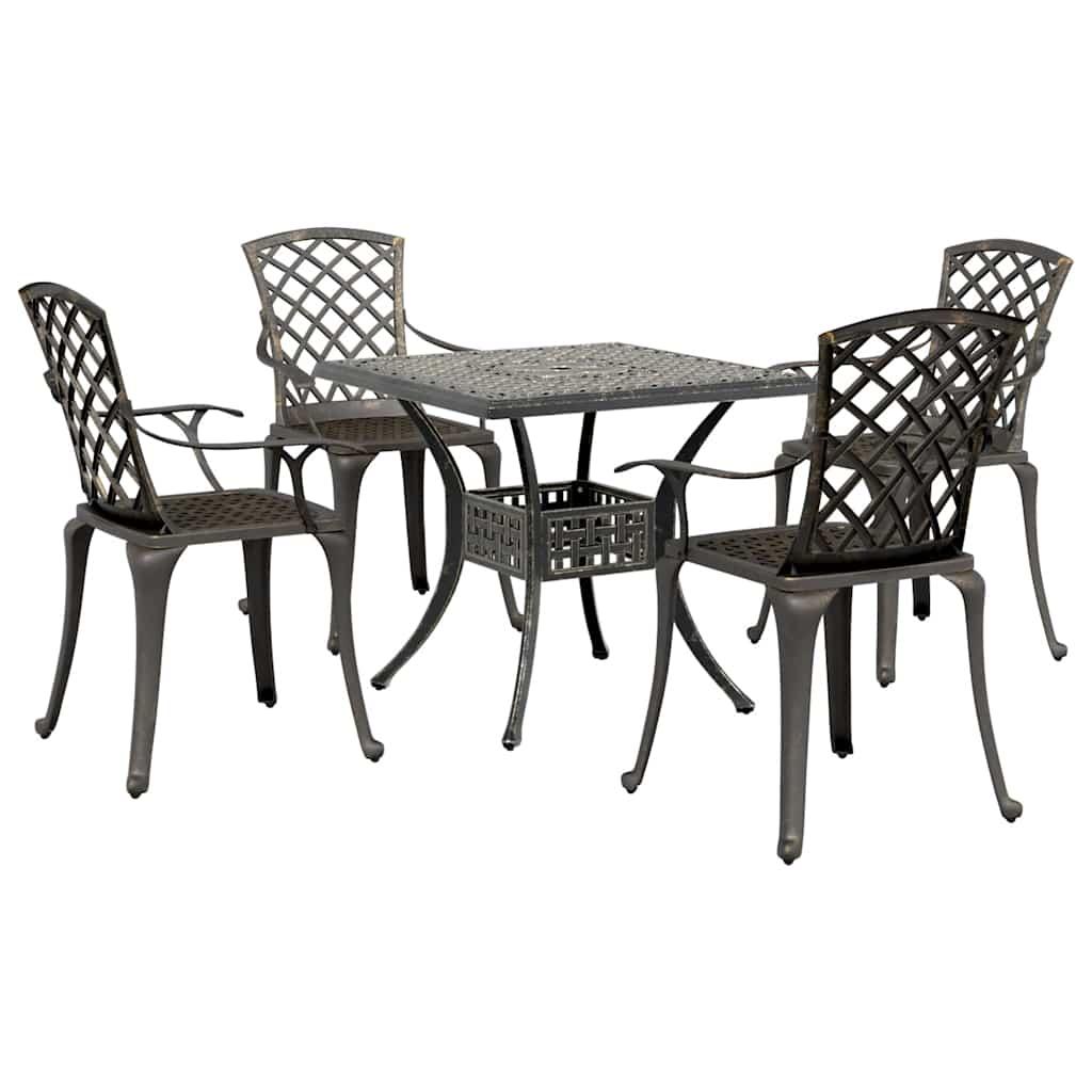 Juego de comedor de jardín 5 piezas aluminio fundido bronce