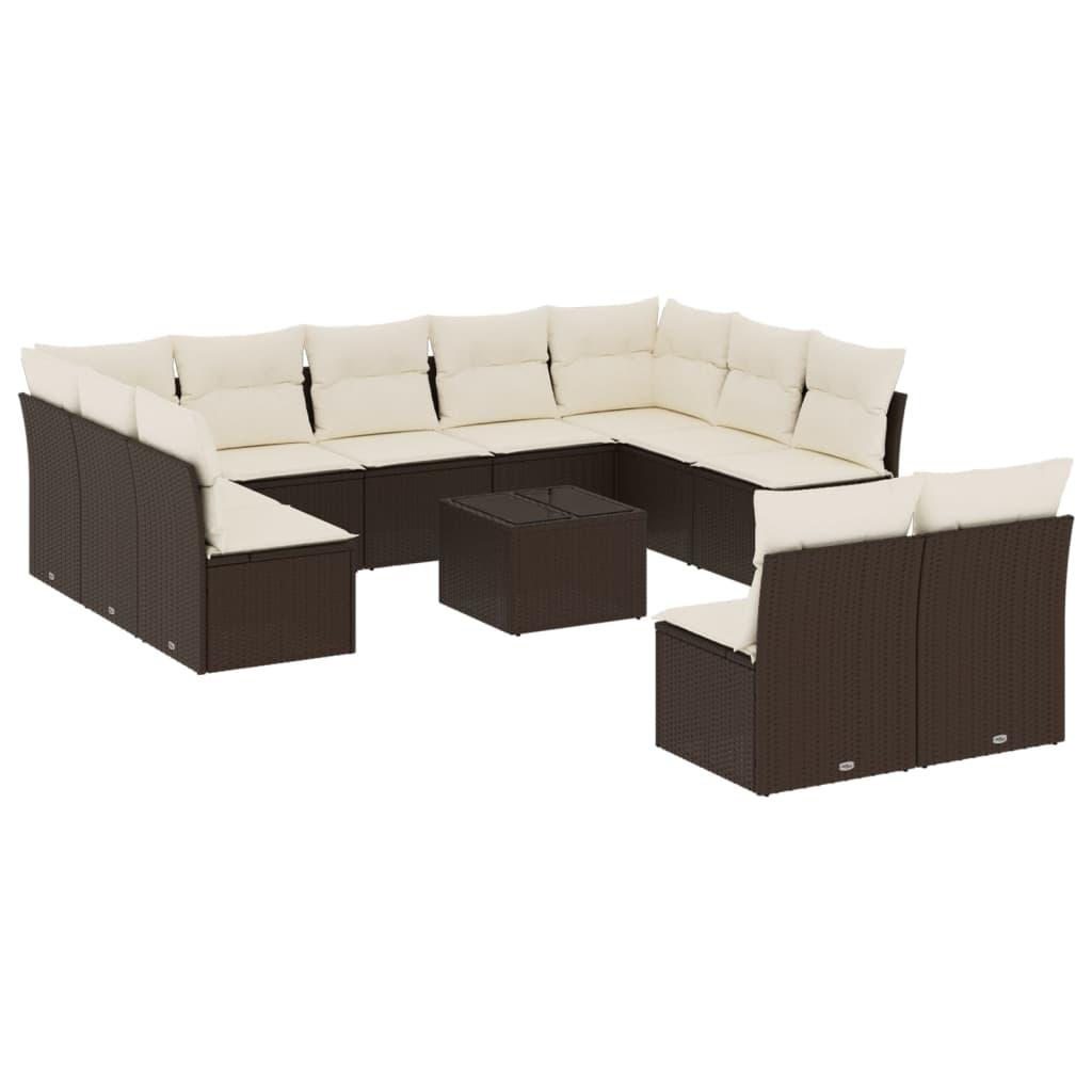 Set de sofás de jardín y cojines 12 pzas ratán sintético