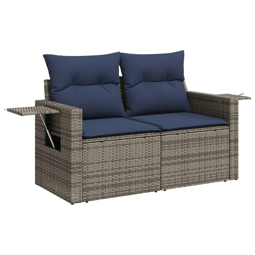Conjunto de sofá de jardín de 6 piezas con cojines, color beige, poliratán