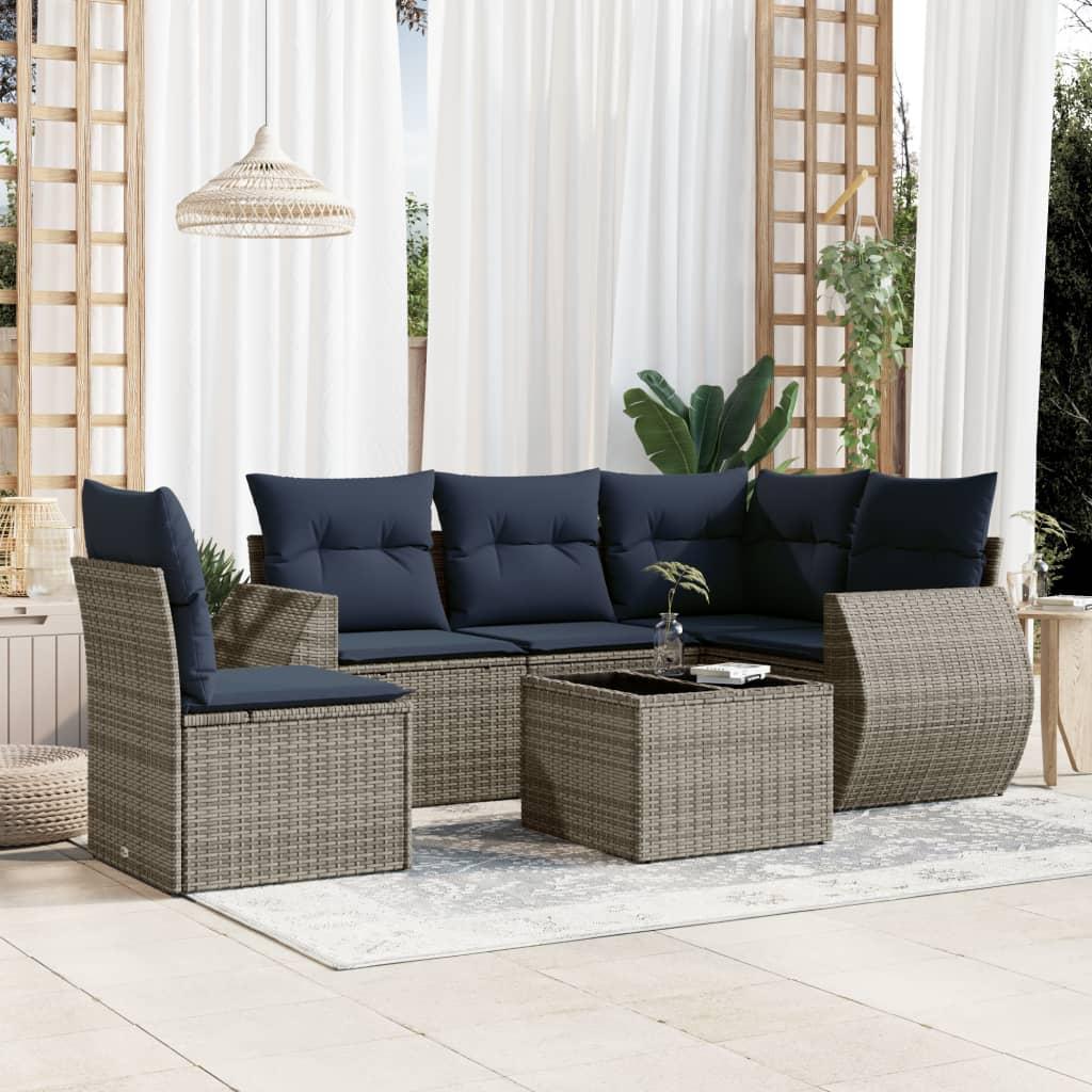 Conjunto de sofá de jardín de 6 piezas con cojines