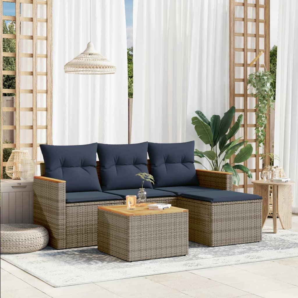 Conjunto de sofá de jardín de 5 piezas con cojines