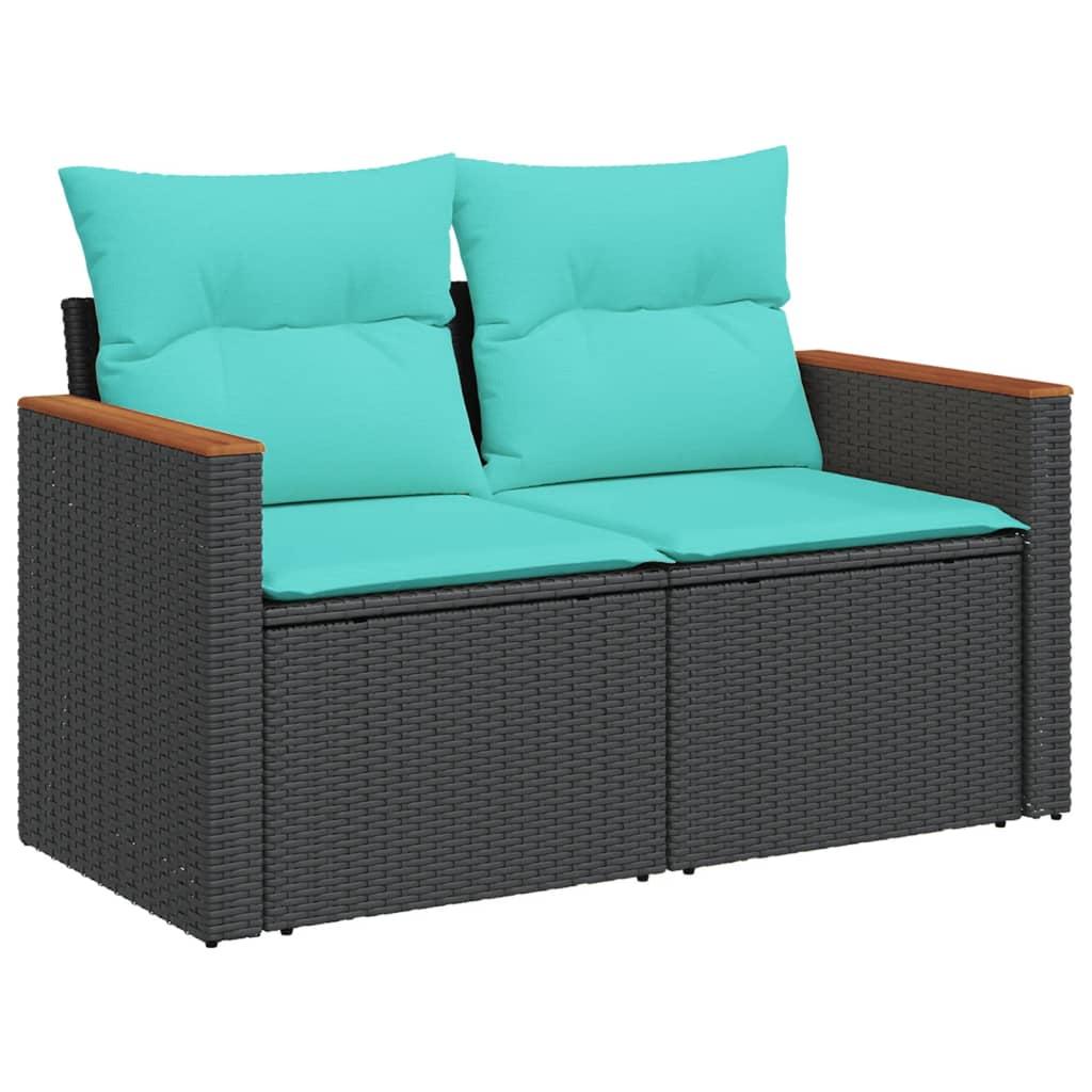 Conjunto de sofá de jardín de 6 piezas con cojines, color beige, poliratán