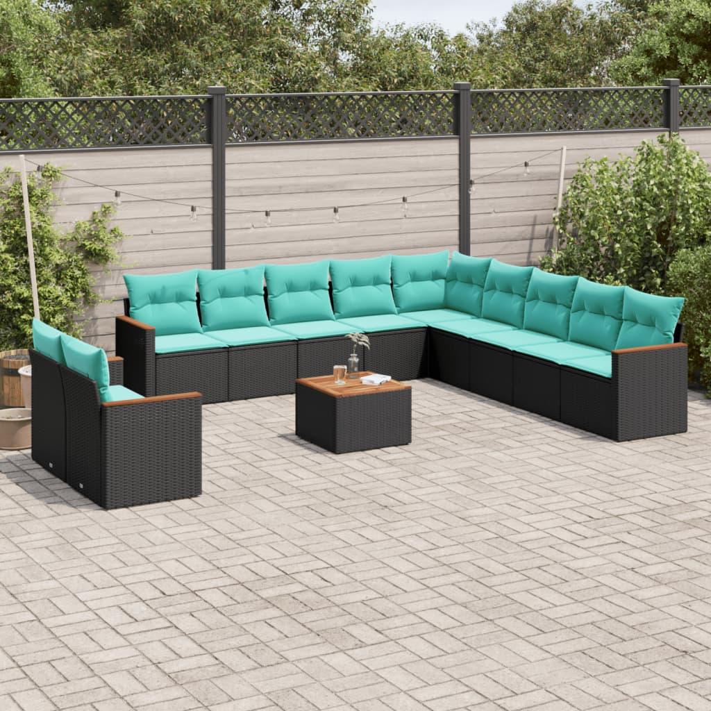 Conjunto de sofá de jardín de 12 piezas con cojines