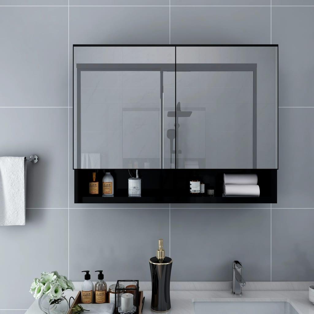 Armario de baño con espejo color roble ahumado 64x20x67 cm