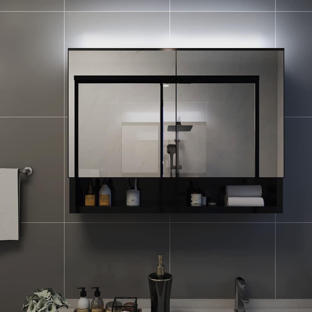 Armario de baño con espejo color roble ahumado 64x20x67 cm