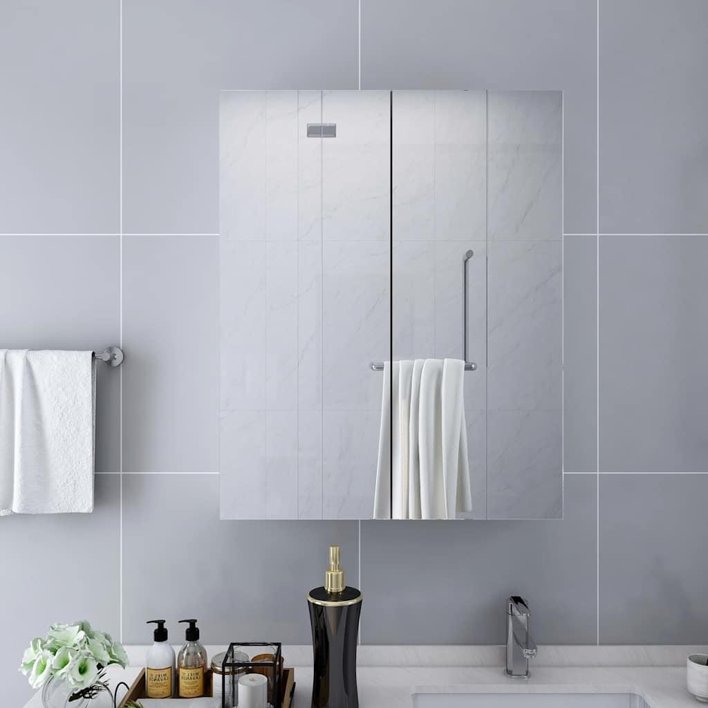 Armario de espejo de baño MDF negro brillante 60x15x75 cm
