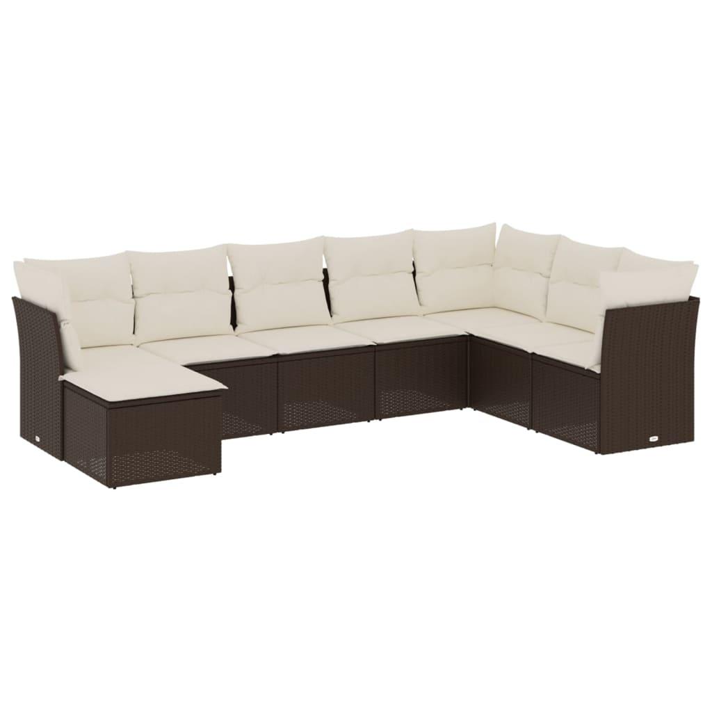 Set de sofás de jardín 8 piezas y cojines ratán sintético negro