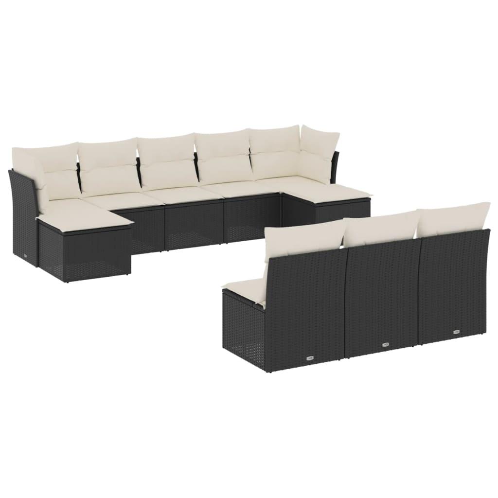 Set de sofás de jardín 10 pzas con cojines ratán sintético gris