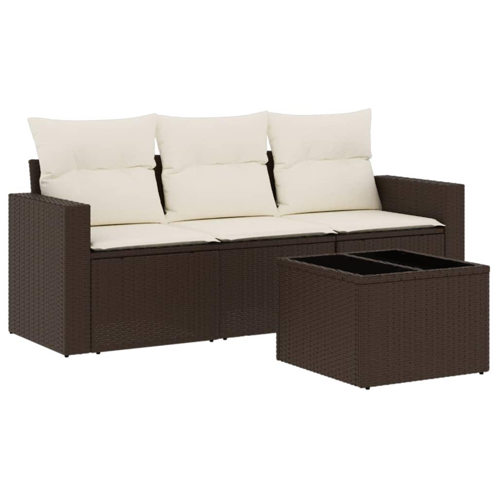 Set de sofás de jardín 4 pzas y cojines ratán sintético