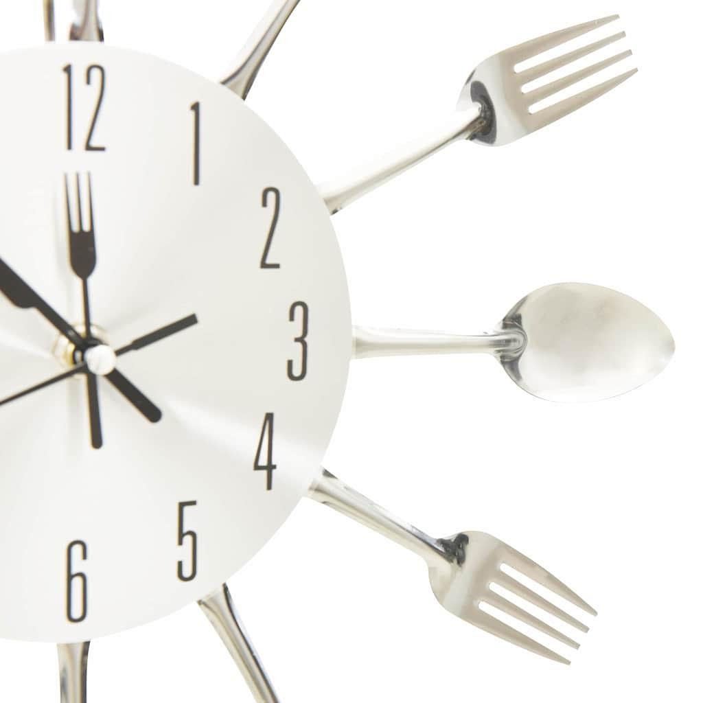 Reloj de pared diseño cuchara y tenedor plateado 31 cm aluminio