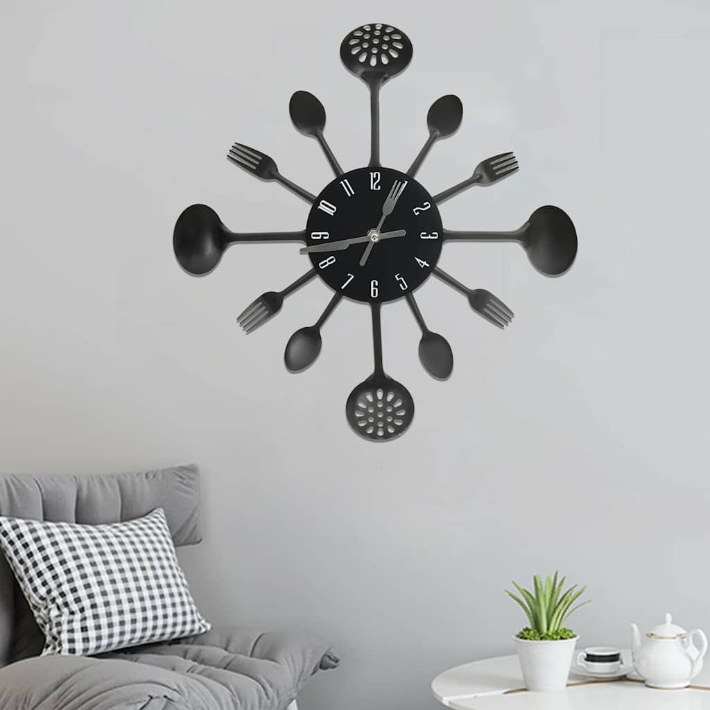 Reloj de pared diseño cuchara y tenedor plateado 31 cm aluminio