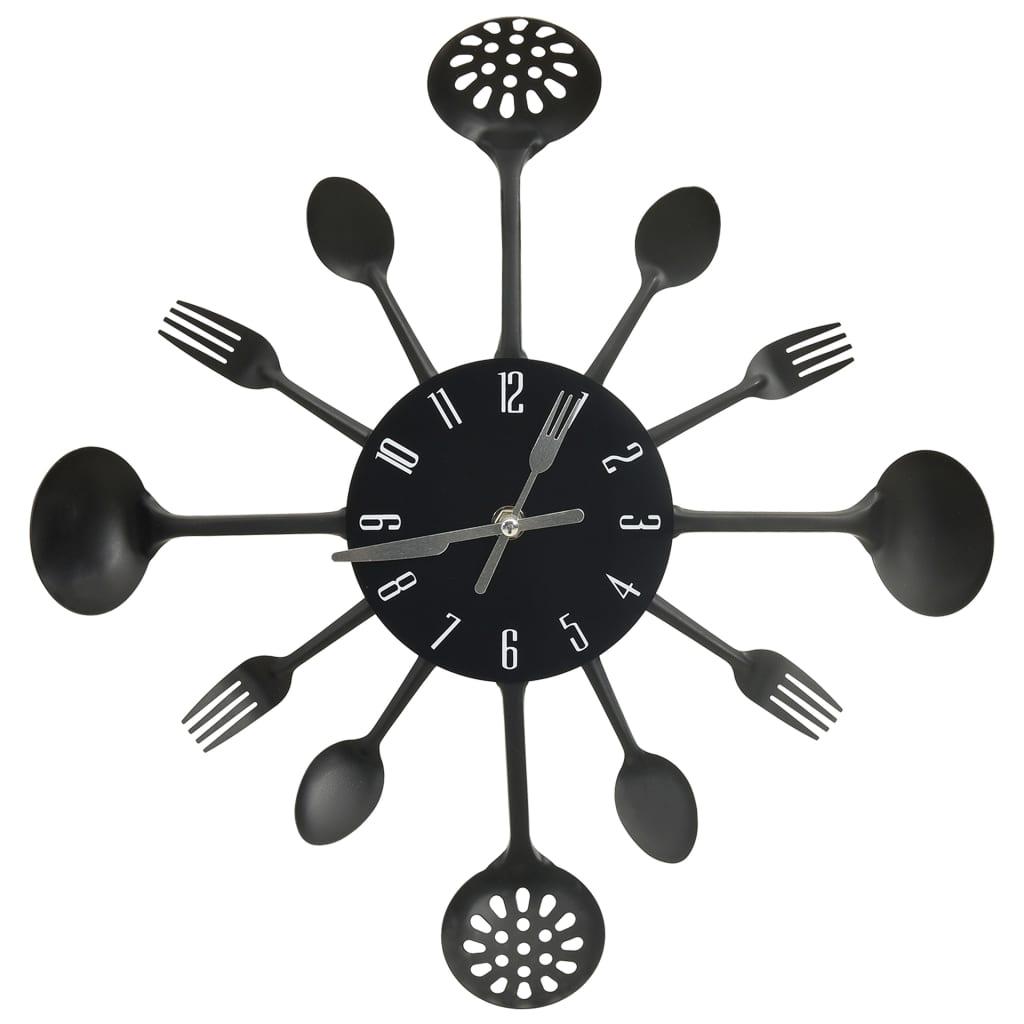 Reloj de pared diseño cuchara y tenedor plateado 31 cm aluminio