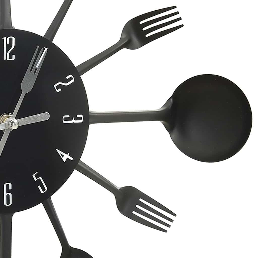 Reloj de pared diseño cuchara y tenedor plateado 31 cm aluminio