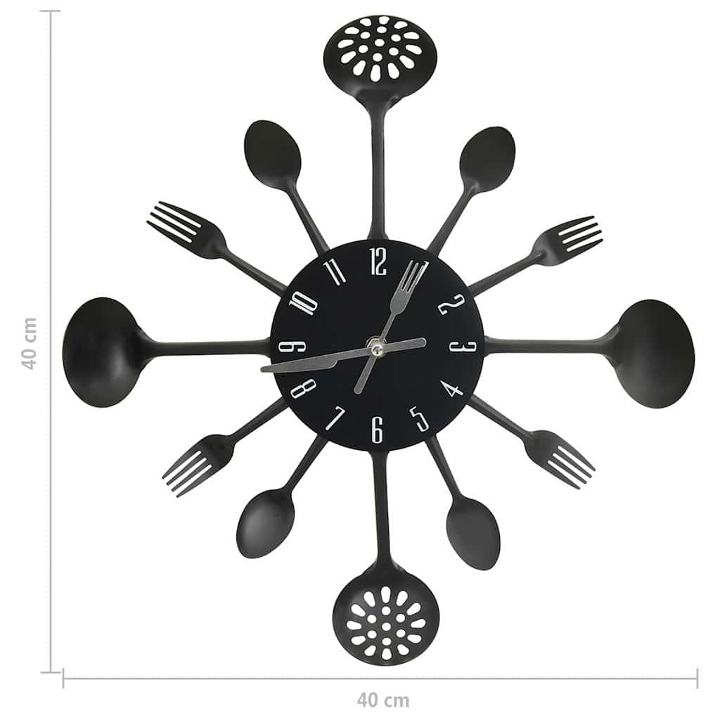 Reloj de pared diseño cuchara y tenedor plateado 31 cm aluminio