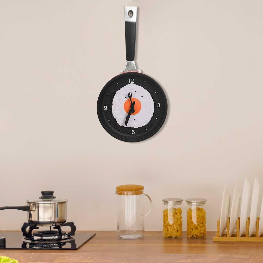 Reloj de pared con diseño de sartén y huevo frito 18,8 cm
