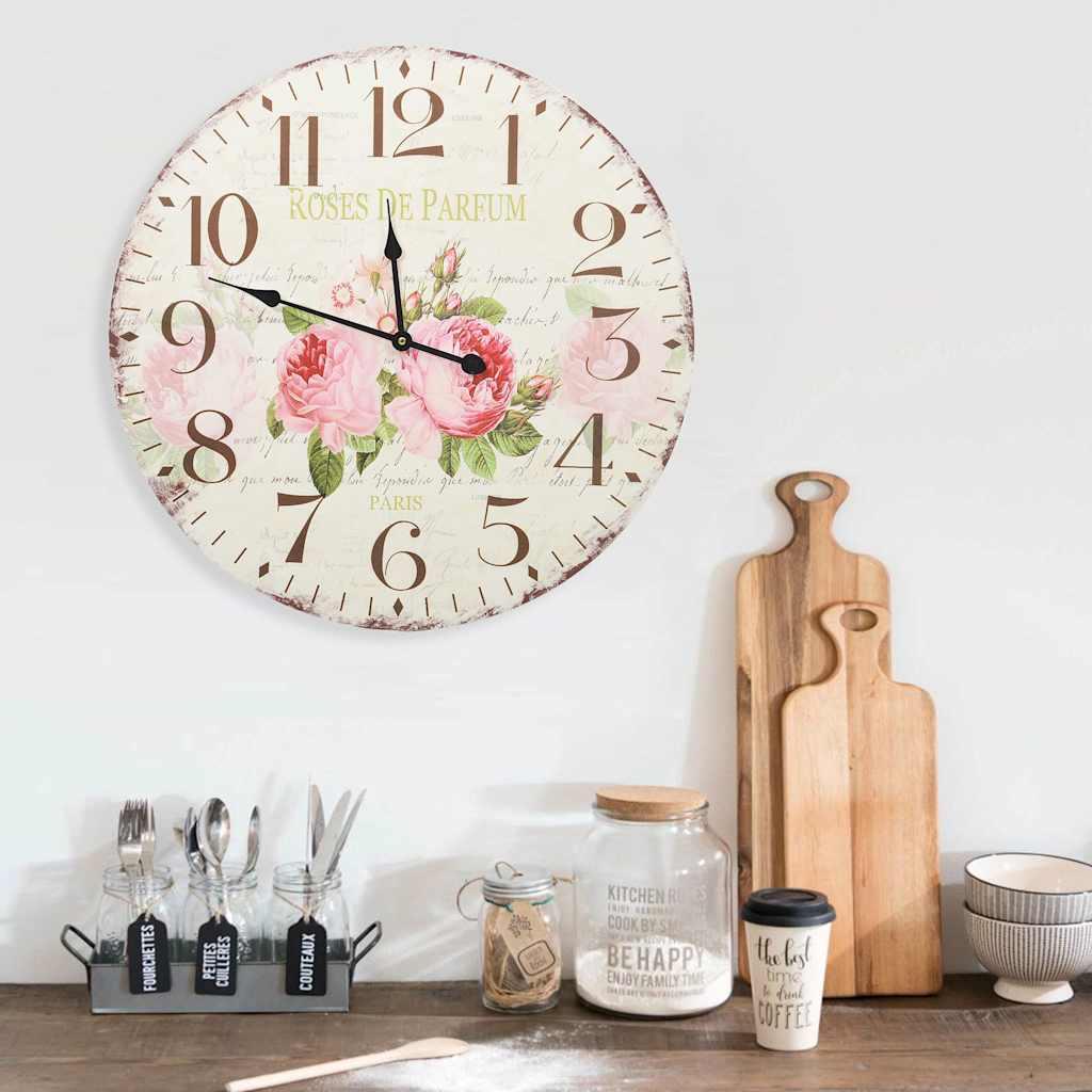 Reloj de pared vintage con flores