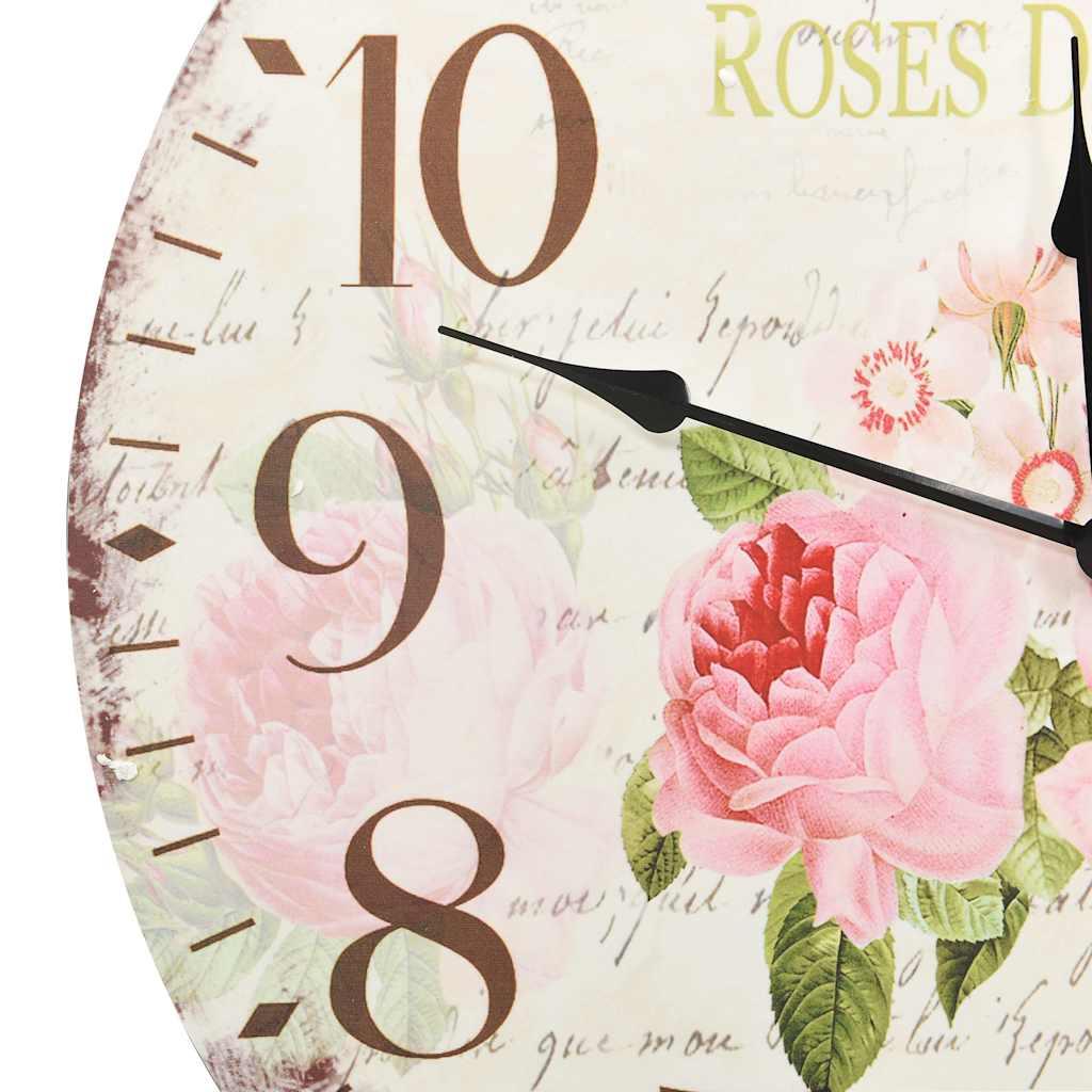 Reloj de pared vintage con flores