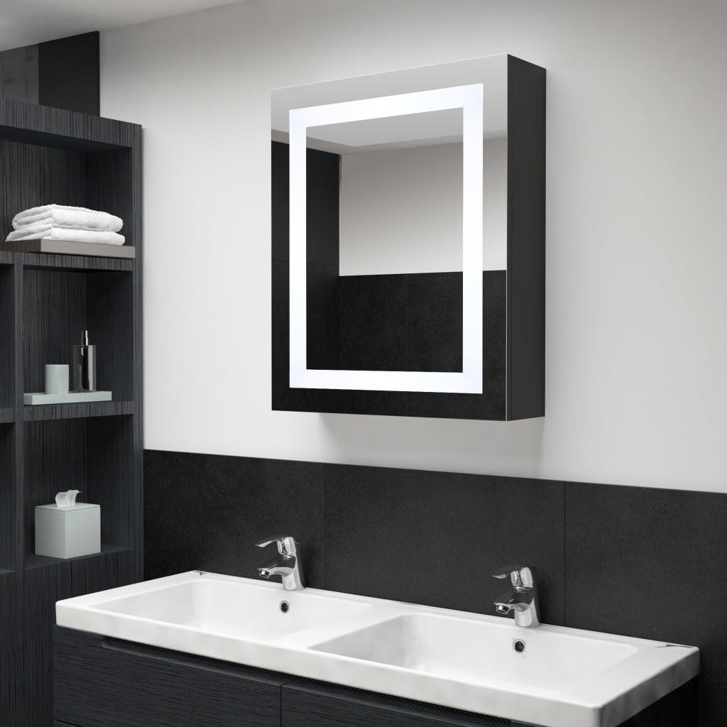 Mueble de baño con espejo LED blanco brillante 89x14x62 cm