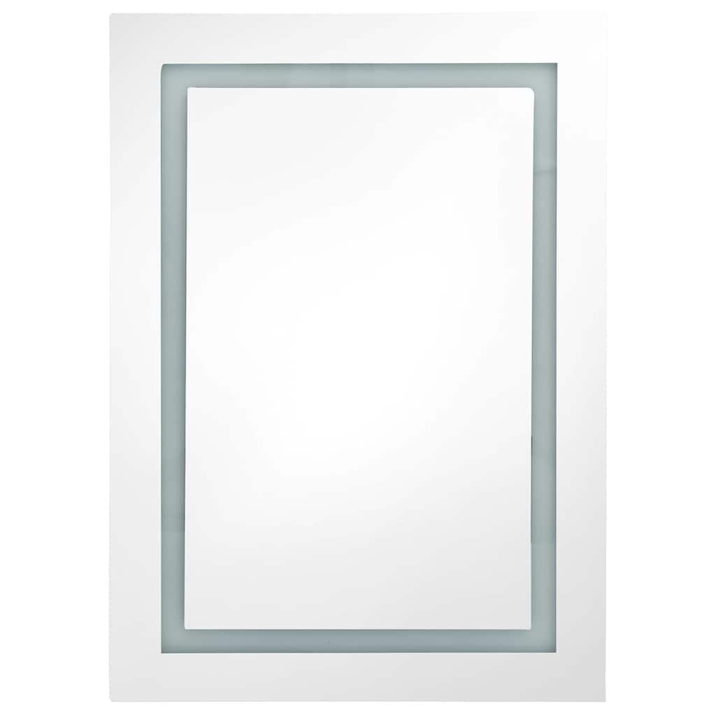 Mueble de baño con espejo LED blanco brillante 89x14x62 cm