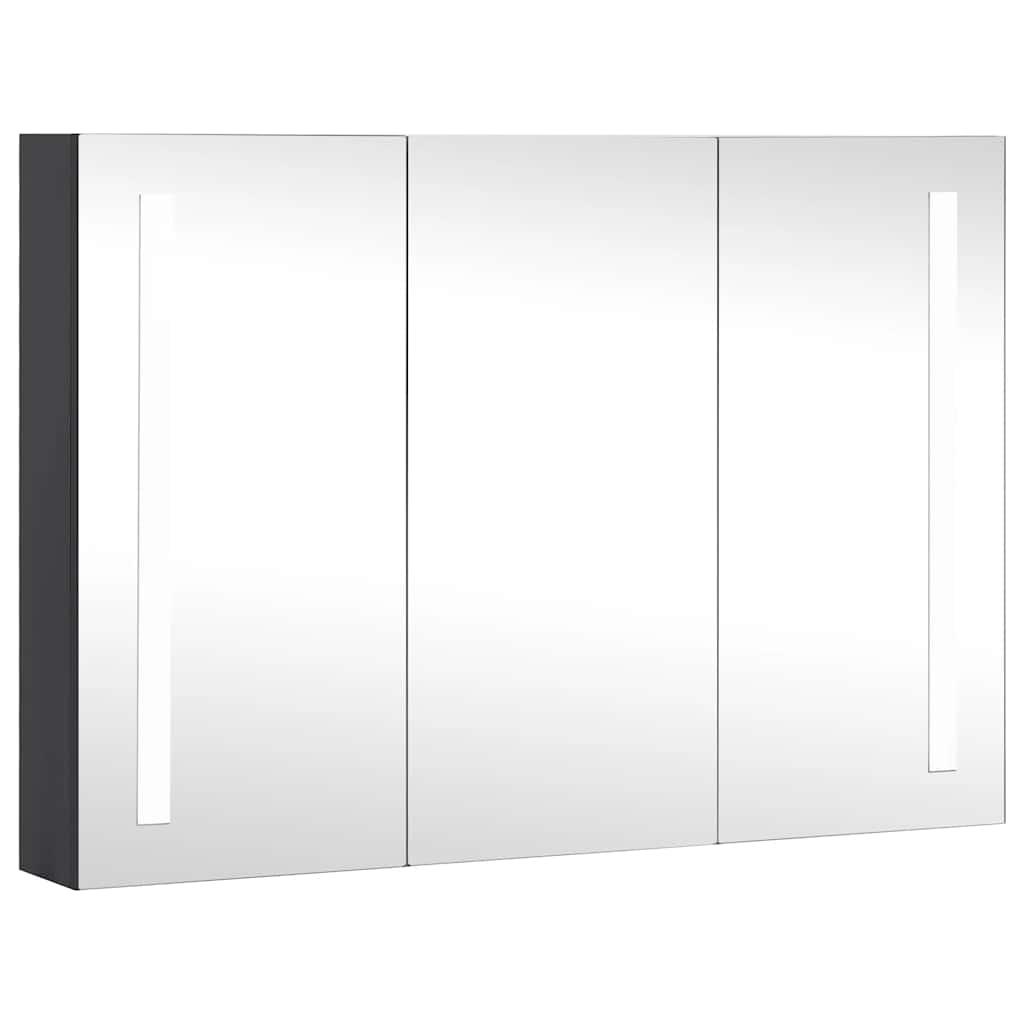 Mueble de baño con espejo LED blanco brillante 89x14x62 cm