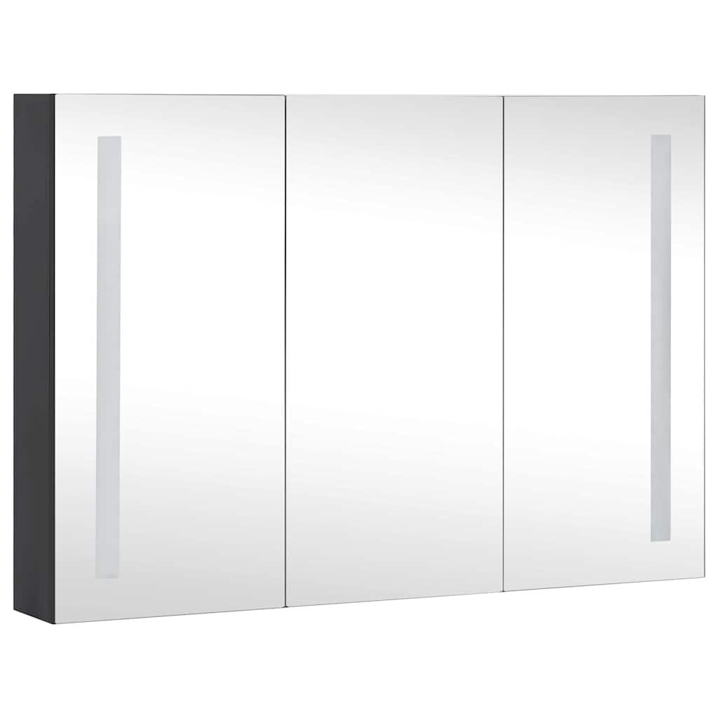 Mueble de baño con espejo LED blanco brillante 89x14x62 cm