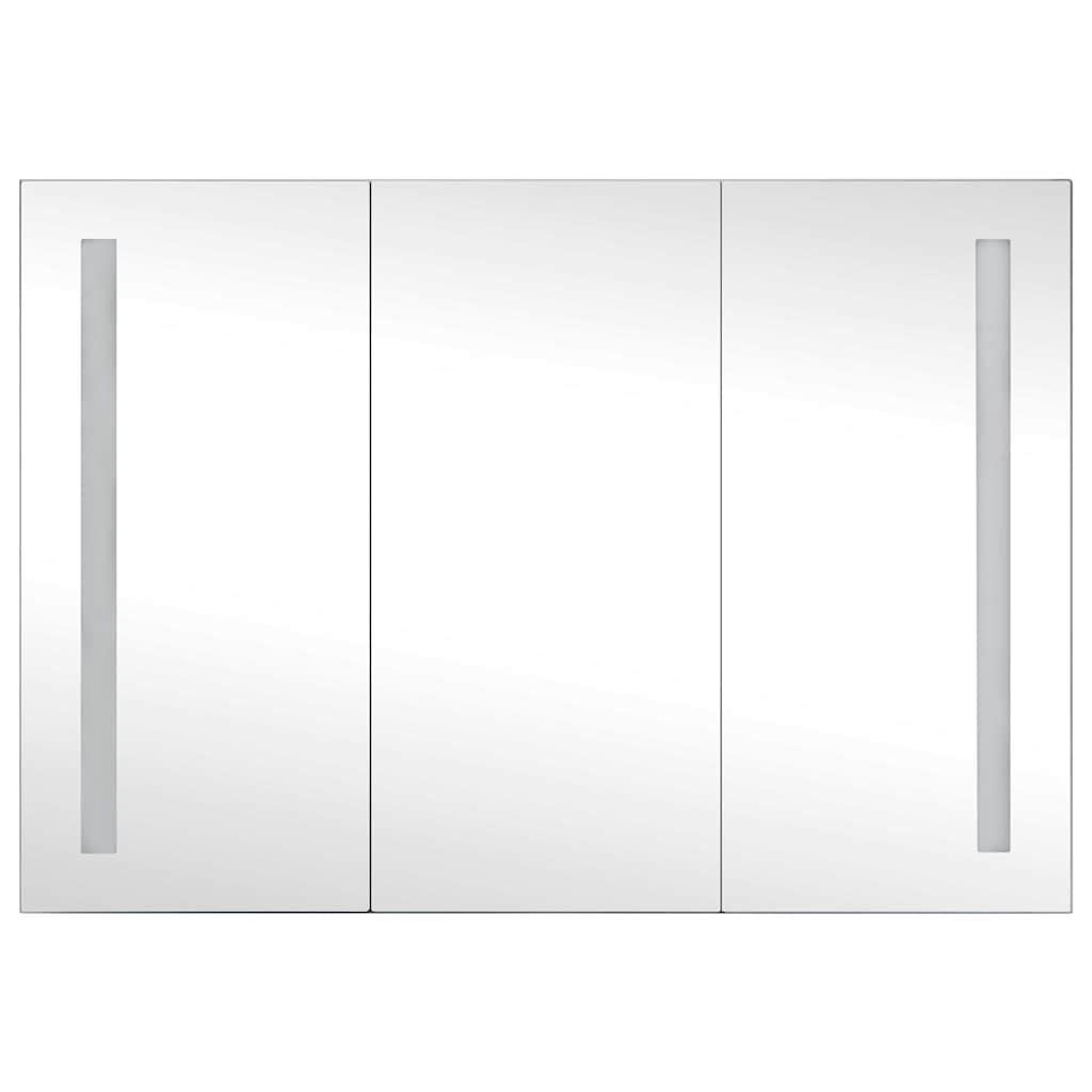 Mueble de baño con espejo LED blanco brillante 89x14x62 cm