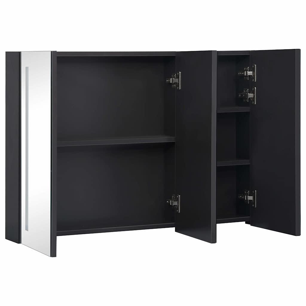 Mueble de baño con espejo LED blanco brillante 89x14x62 cm
