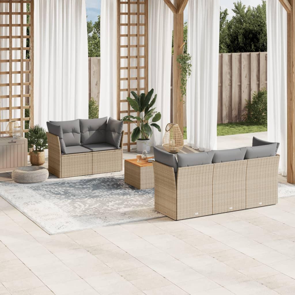 Conjunto de sofá de jardín de 6 piezas con cojines