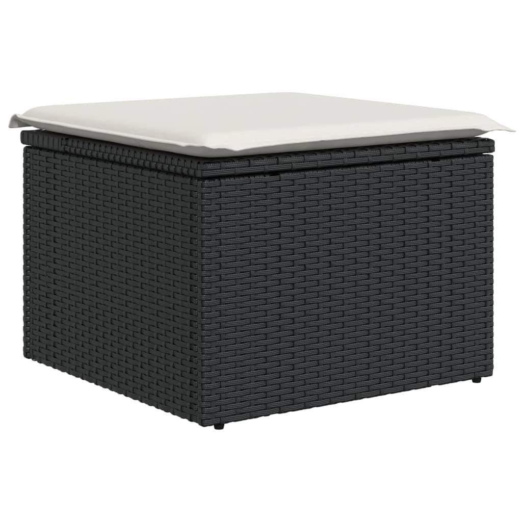 Set de sofás de jardín 6 piezas y cojines ratán sintético negro