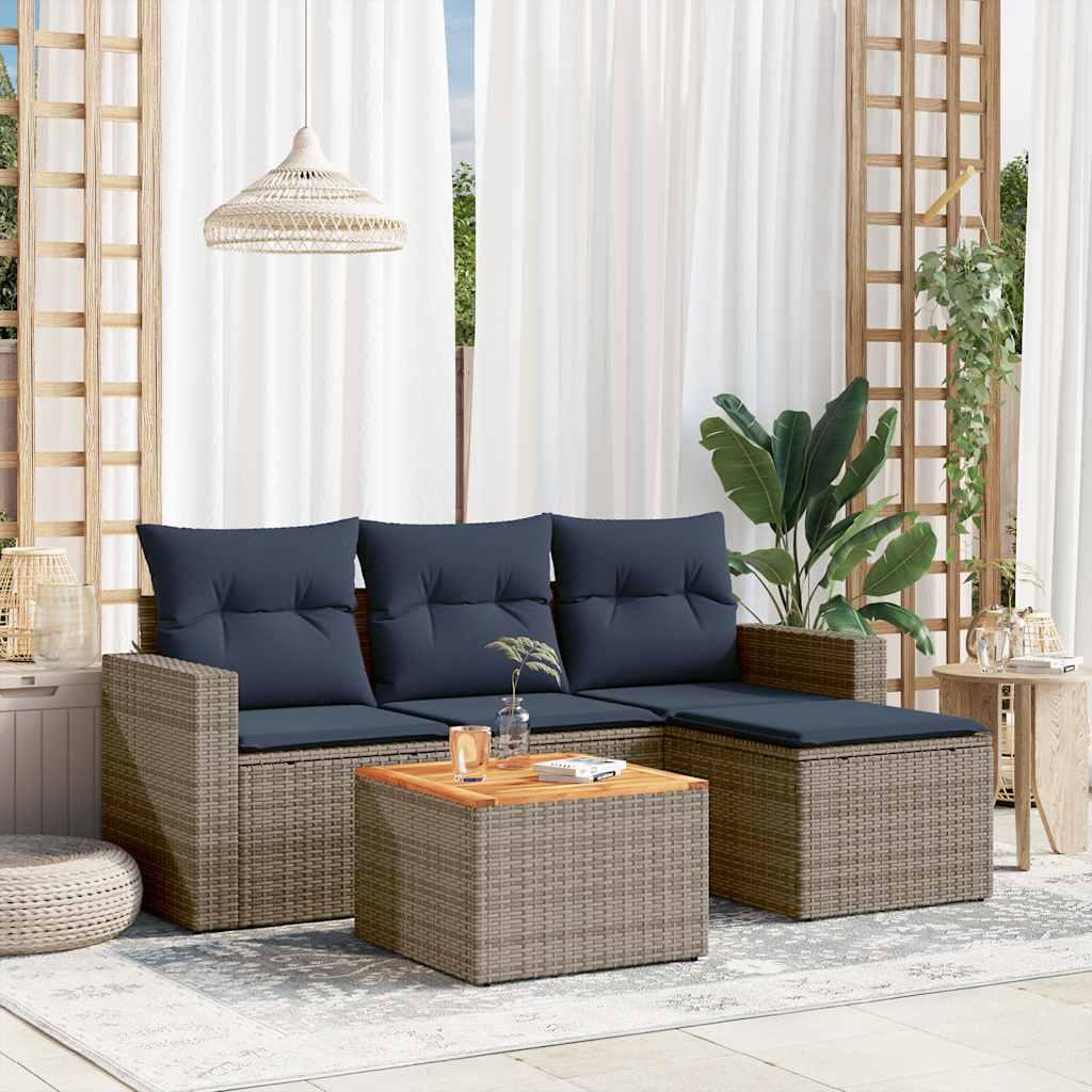 Conjunto de sofá de jardín de 5 piezas con cojines