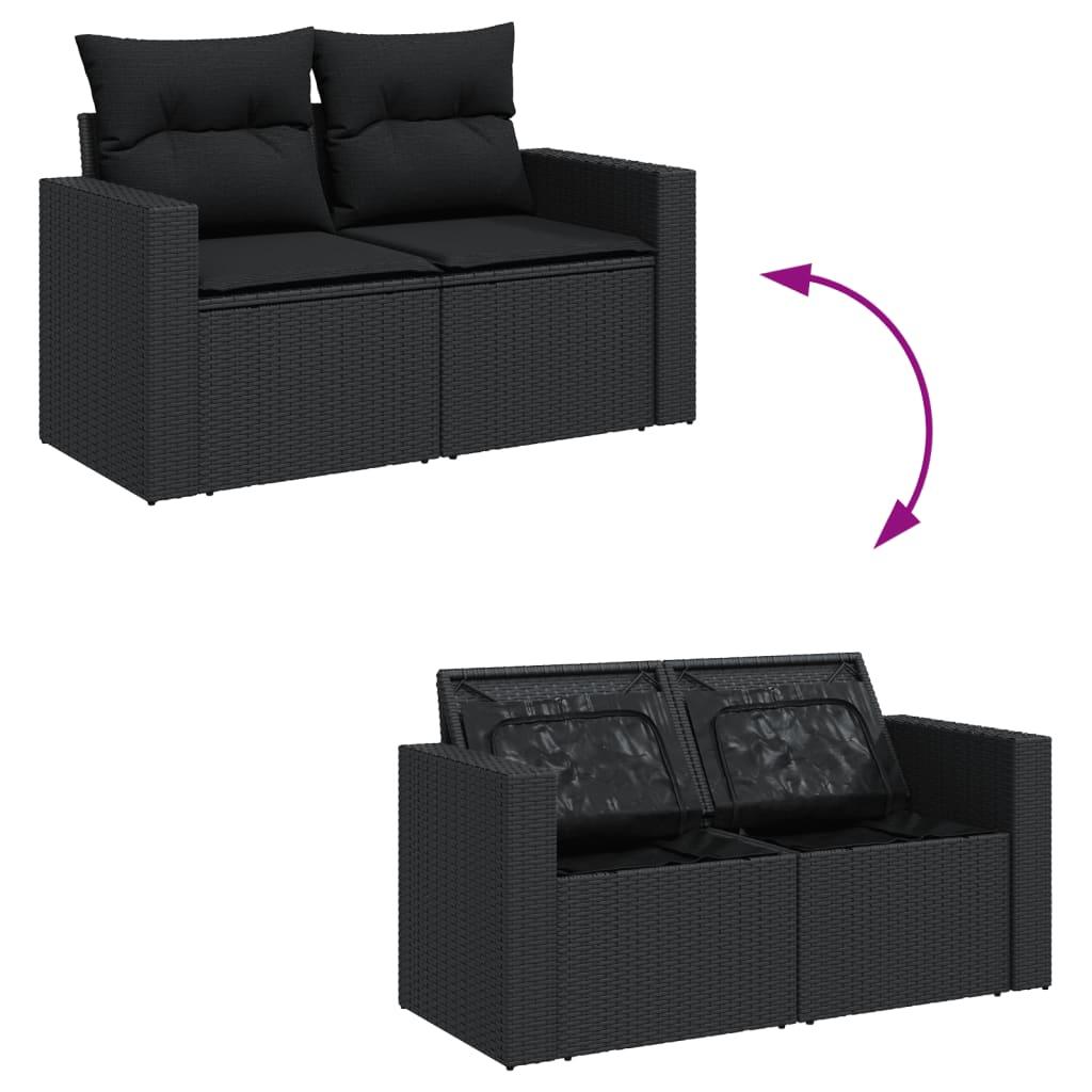 Set de sofás de jardín y cojines 12 pzas ratán sintético