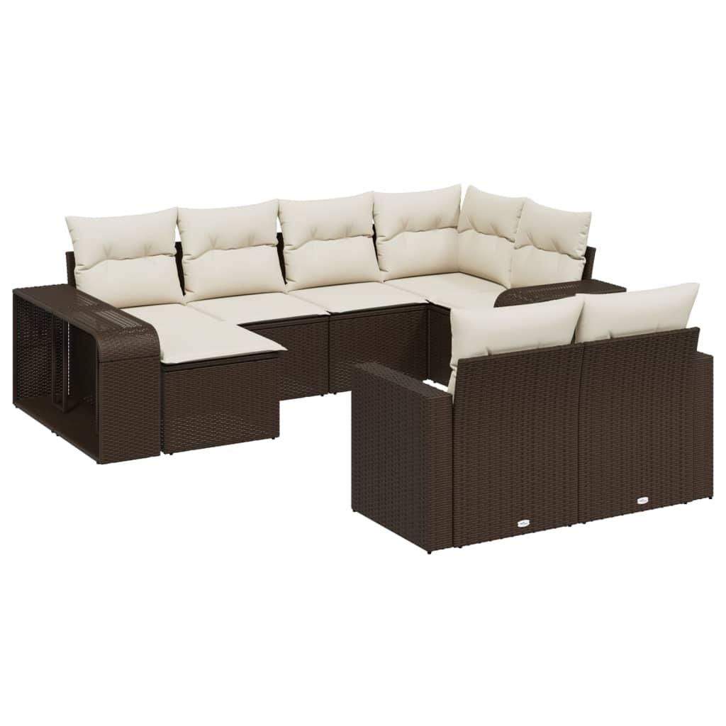 Set de sofás de jardín 10 pzas con cojines ratán sintético gris