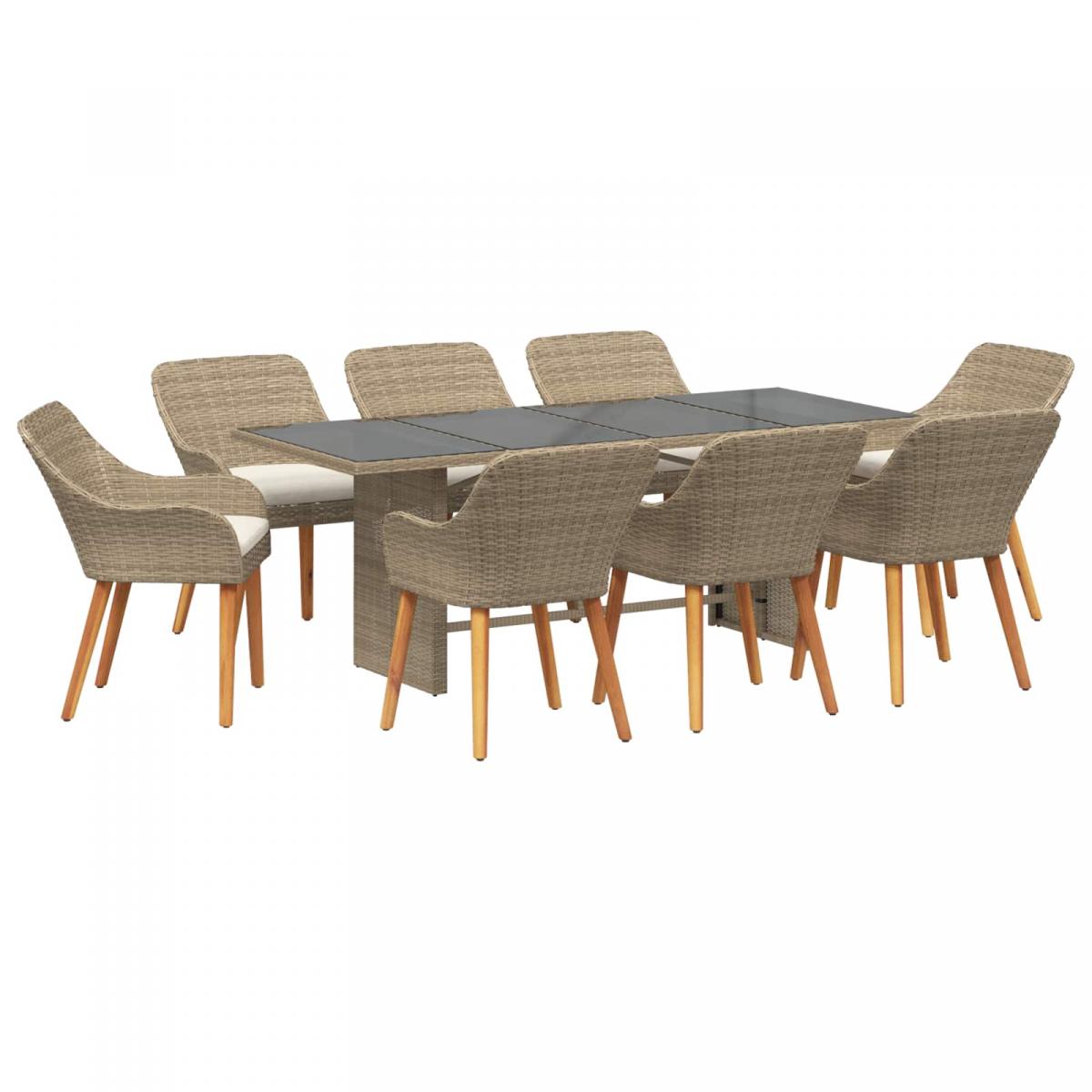 Conjunto de Comedor de Jardín 9 uds. ratán sintético